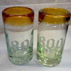 1800 Tequila Shot Glass Set Hand Blown Shooter Glasses Etched 3 oz